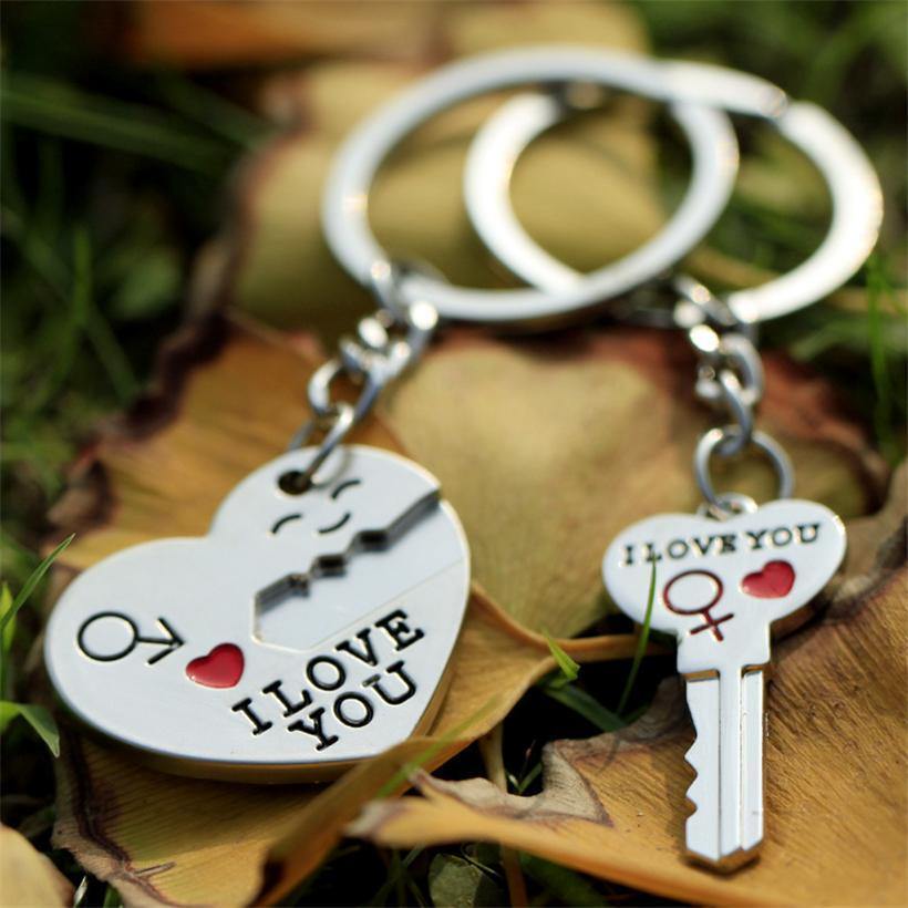 Key and Heart Best Gift Lover His Her Keychain Couples - I Love You Key  Chain