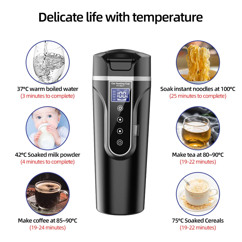 Portable LCD Car Heating Cup (450 ml)