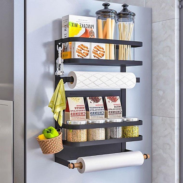 Magnetic Refrigerator Side Shelf - Multifuctional Kitchen Organizer Rack